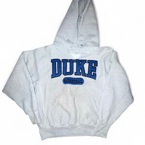 Duke Basketball Men's Grey and Blue Hoodie Medium